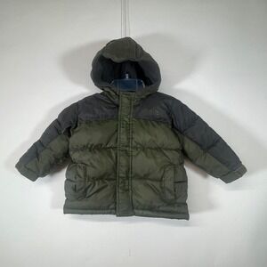 Old Navy Boys 18-24 Months Olive Green Puffer Coat Hooded Winter Jacket